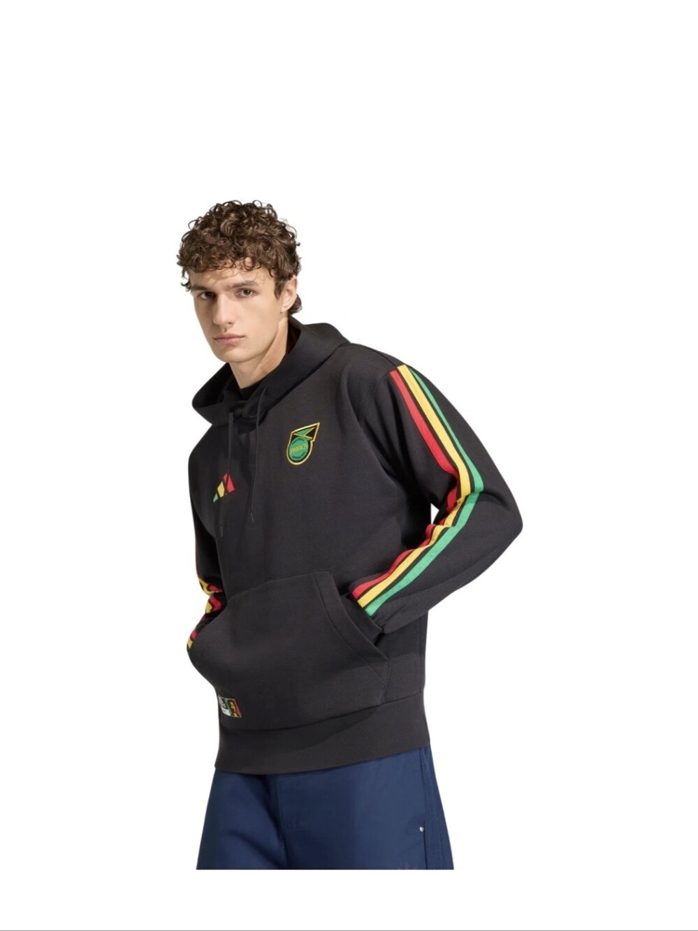 Men's Adidas Black Jamaica X Bob Marley DNA Rasta Fleece Pullover Hoodie Size L